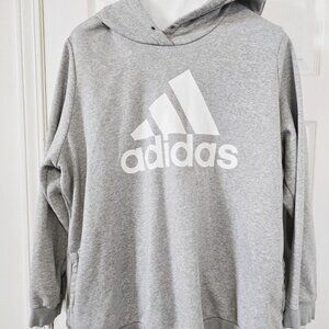 Men's ADIDAS Essential 3 Stripes Oversized Hooded Sweatshirt (Light Grey) 2XL
